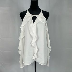 Ruffled cold shoulder long sleeve top - 1X